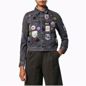 $520 New DIESEL De-Josef-P Patches Chic Punk Denim Jacket Women Small Si…